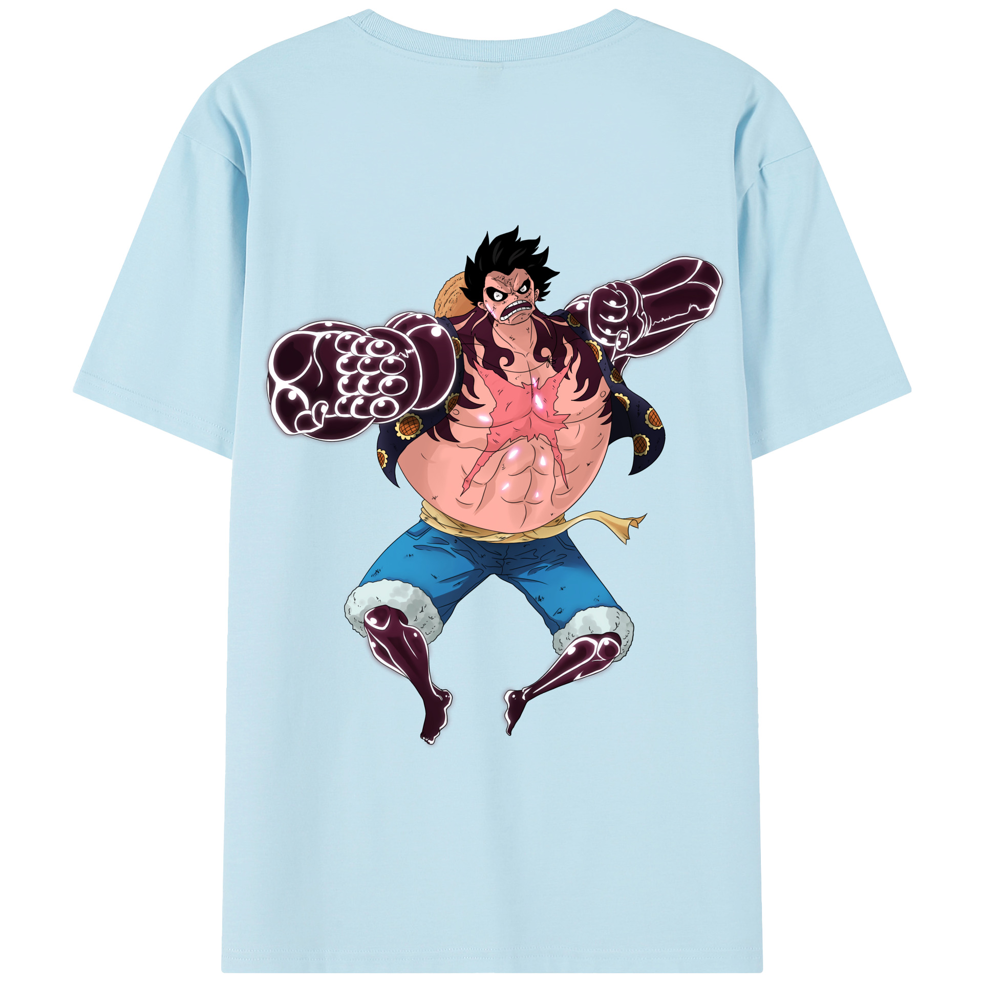 ワンピース モンキー・D・ルフィ ONE PIECE Monkey D. Luffy 綿100％半袖Tシャツ（背面プリント）